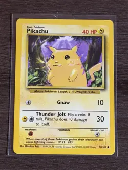 Pikachu 58/102 Base Set Unlimited Yellow Cheeks Pokemon Card MP - Image 1