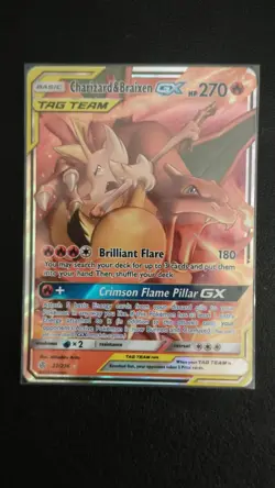 Charizard & Braixen GX 22/236 Cosmic Eclipse Tag Team Ultra Rare Pokemon Card - Image 1