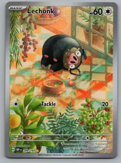 Lechonk 209/197 Illustration Rare Obsidian Flames Pokemon Holo Lightly Played - Image 1
