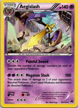 Aegislash 62/122 Breakpoint Holo Rare Pokemon Card - Image 1