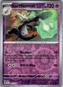 Alolan Marowak 057/159 Reverse Holo Journey Together English Pokemon Card - Image 1