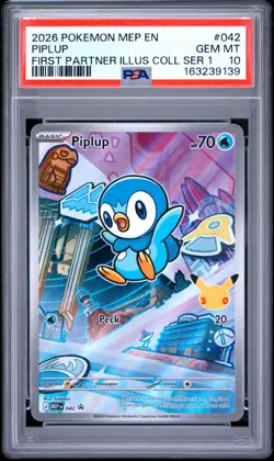 2026 POKEMON MEP EN-ME BLACK STAR PROMO #042 PIPLUP PSA 10 - Image 1