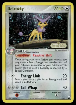 Pokemon Card - Delcatty Legend Maker 4/92 Holo Reverse Holo Rare Stamped - Image 1