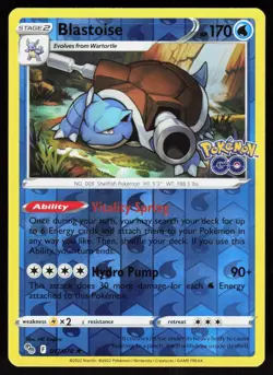 Blastoise 017/078 2022 Rare Pokemon GO Pokemon Reverse Holo - Image 1