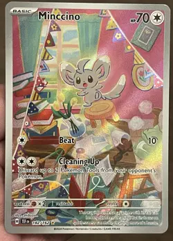 Minccino Holo Pokemon TCG Temporal Forces 182/162 IR Illustration Rare - Image 1