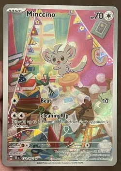 Minccino Holo Pokemon TCG Temporal Forces 182/162 IR Illustration Rare - Image 2