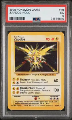 1999 Pokemon Base Set Zapdos Holo PSA 5 - Image 1