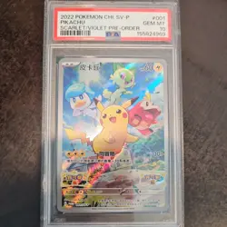 2022 POKEMON CHINESE SCARLET VIOLET PIKACHU FULL ART HOLO 001/SV-P PROMO PSA 10 - Image 1