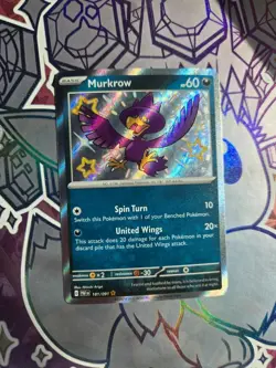 Murkrow 181/091 Shiny Rare Paldean Fates Pokemon Holo Near Mint - Image 1