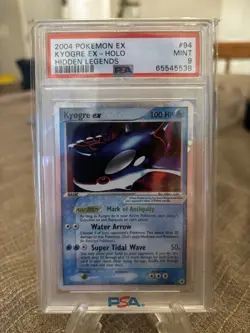 Pokemon 2004 Kyogre EX Holo Card 94/101 EX Hidden Legends PSA 9 Mint - Image 1