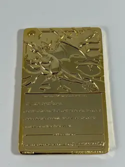 1999 Nintendo Pokemon 23K Gold Plated Charizard Metal Card Burger King Promo #6 - Image 3