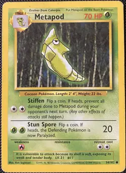 Metapod 054/102 Base Set Regular - Pokemon Card - Image 1