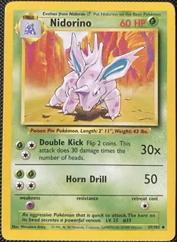 Nidorino 037/102 Base Set Regular - Pokemon Card - Image 1