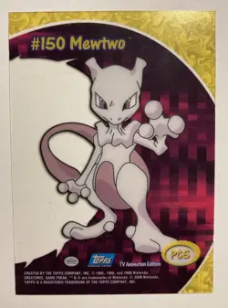 Pokemon Topps #150 Mewtwo PC5 Clear Tv Animation Clear Card 1st Blue Label LP - Image 2