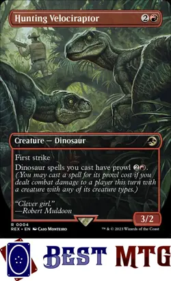 Magic The Gathering MTG Hunting Velociraptor 4 Foil NM Jurassic World Collection - Image 1