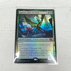 Sauron, Dino Devotee 0731 Mythic Foil Legendary Creature MTG Marvel super hero - Image 1