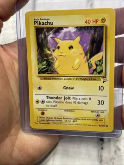 Pikachu 87/130 Base Set 2 Common Pokemon Card Vintage Card NM/MT Vtg WOTC - Image 1