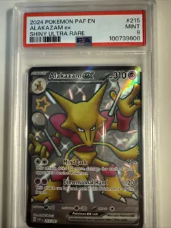 Pokemon TCG Alakazam ex Scarlet & Violet: Paldean Fates 215/91 Shiny Ultra PSA 9 - Image 1