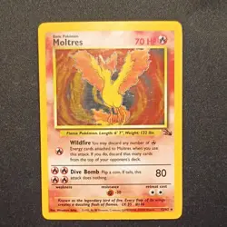 Pokemon Moltres Fossil Rare Holo 12/62 70 HP Basic 1999 Wizards Card - Image 1