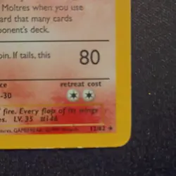 Pokemon Moltres Fossil Rare Holo 12/62 70 HP Basic 1999 Wizards Card - Image 5