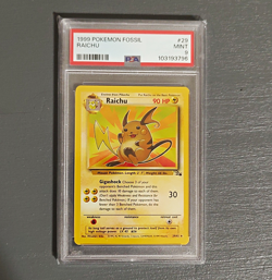 PSA 9 Pokemon TCG Raichu 29/62 Fossil Unlimited Holo English 1999 - Image 1