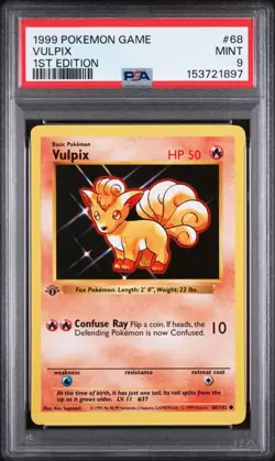 Pokemon Vulpix 68/102 1st Edition Base Set PSA 9 1999 Pokemon Game Shadowless - Image 1