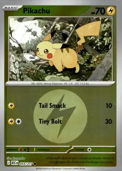 Pikachu (Energy Symbol Pattern) 055/217 Ascended Heroes Pokemon Reverse Holo NM - Image 1