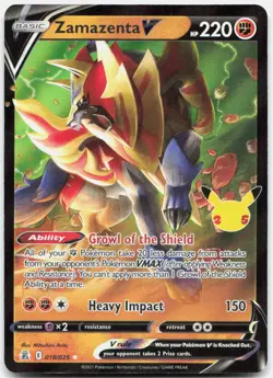 Zamazenta V 018/025 Holo V Rare Celebrations Pokemon Near Mint - Image 1