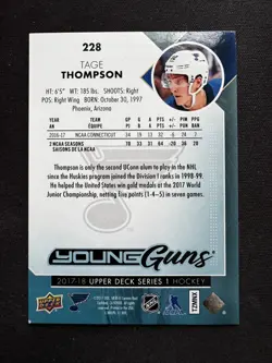 2017-18 Upper Deck Series 1 Tage Thompson Young Guns #228 (RC) - Image 2