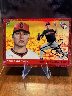 2025 Topps Chrome Platinum - Erik Sabrowski #259 Toile Cream Red Refractor 1/5 - Image 1