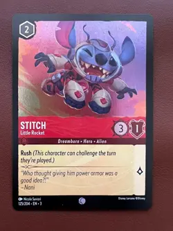 Disney Lorcana Into the Inklands Stitch Little Rocket 125/204 Cold Foil Holo - Image 1