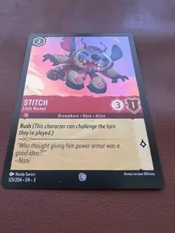 Disney Lorcana Into the Inklands Stitch Little Rocket 125/204 Cold Foil Holo - Image 3