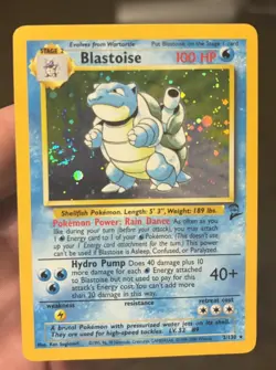 Blastoise - 2/130 - Pokemon Base Set 2 Holo Rare Card WOTC NM 🌀with swirl 🌀 - Image 1