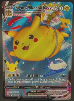 Pokemon TCG Flying Pikachu VMAX 007/025 Celebrations Ultra Rare Holo Full Art LP - Image 1