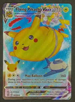 Pokemon TCG Flying Pikachu VMAX 007/025 Celebrations Ultra Rare Holo Full Art LP - Image 2