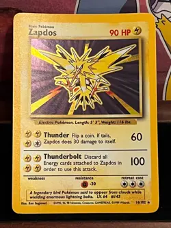Pokemon TCG Zapdos Holo Card 16/102 Base Set Unlimited WOTC 1999 - Image 2