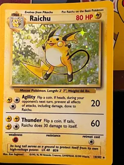 Pokemon TCG Raichu Holo Card 14/102 Base Set Unlimited WOTC 1999 - Image 2