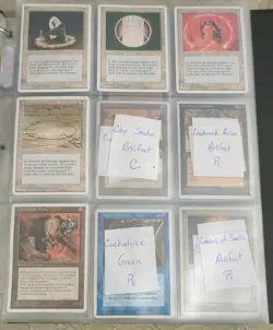 1995 & 1996 Magic the gathering card binder. 62 4th Edition cards & 98 vision. - Image 4