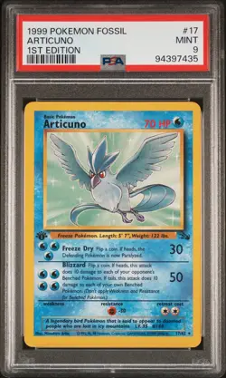 1999 Pokemon Fossil Articuno #17 1ST Edition PSA 9 MINT - Image 1