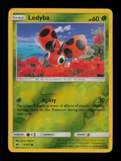 Ledyba 9/147 Burning Shadows Pokemon Reverse Holo - Image 1