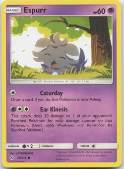 Espurr 79/214 Common Unbroken Bonds Pokemon Near Mint - Image 1
