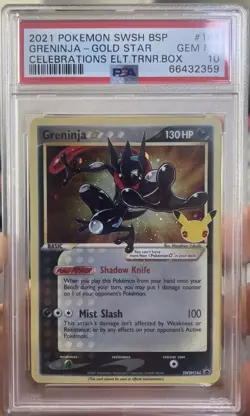 2021 POKEMON SWSH BLACK STAR PROMO #144 GRENINJA-GOLD STAR PSA 10 - SWIRL - Image 1