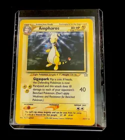 Pokemon TCG Ampharos 1/111 Neo Genesis Holo Rare Stage 2 80 HP English Unlimited - Image 1