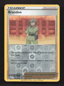 Brandon 151/195 Uncommon Silver Tempest Pokemon Reverse Holo Moderately Played - Image 1