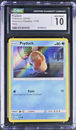 🔥 CGC 10 Psyduck #7 Holo Detective Pikachu 2019 Pokemon – POP 19 RARE - Image 1