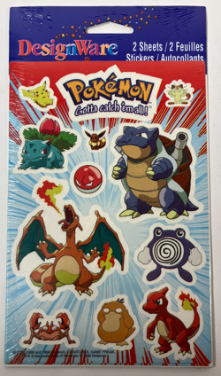 Vintage 1999 Pokemon Stickers Nintendo Charizard Pikachu Blastoise NOS 2 Sheets - Image 1