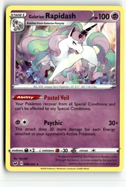 Galarian Rapidash 082/202 Rare Sword & Shield Pokemon Lightly Played - Image 1