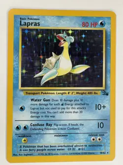 Pokemon TCG Lapras Holo Rare Fossil 10/62 Wizards Unlimited Basic 1999 LP - Image 1