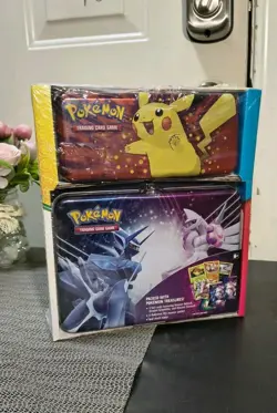 Pokemon TCG Back to School Metal Lunch Box & Pencil Case, 3 Foil + Booster - Image 1