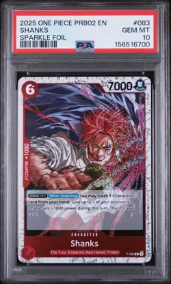 2025 ONE PIECE PRB02-PREMIUM BOOSTER THE BEST VOL.2 SHANKS PSA 10 SPARKLE FOIL - Image 1